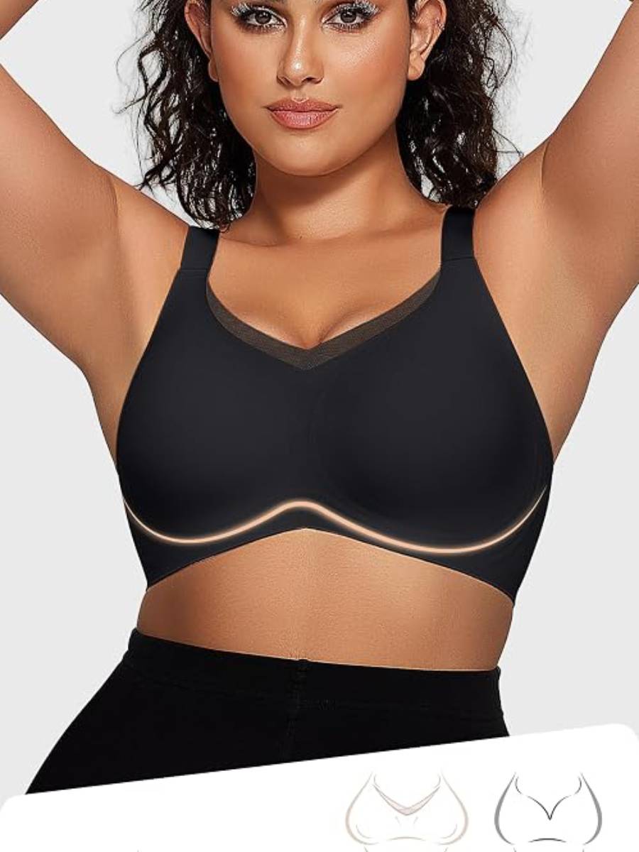 Women's Seamless Lace-Edge Wireless Bra for Everyday Comfort