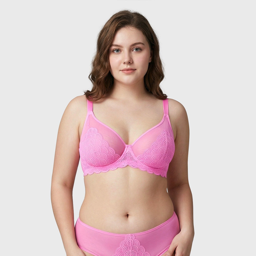 Mermaid Scales Lace Plus Size Bra 2 Pack