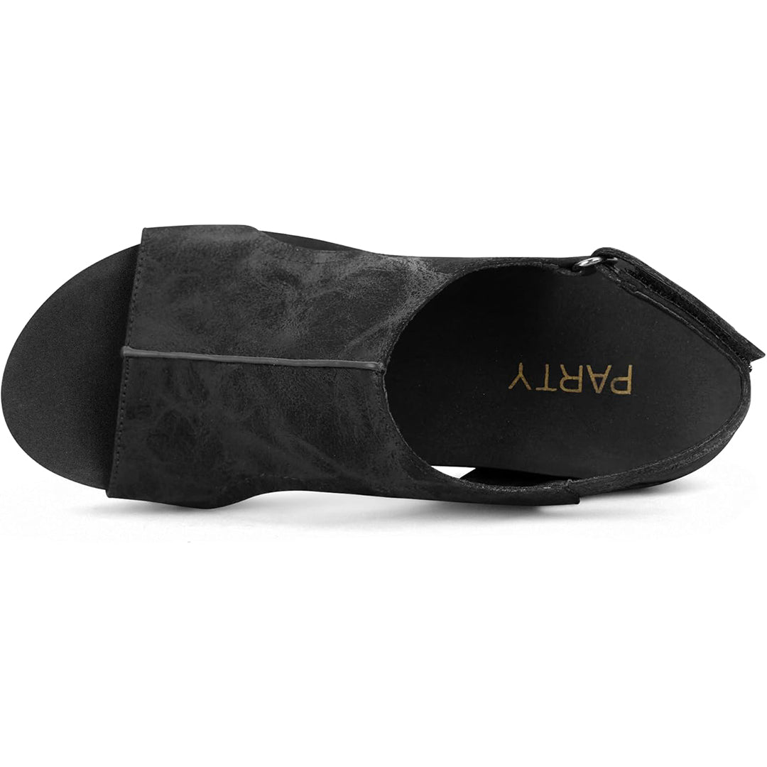 Plus Size Studded Genuine Leather Platform Sandals