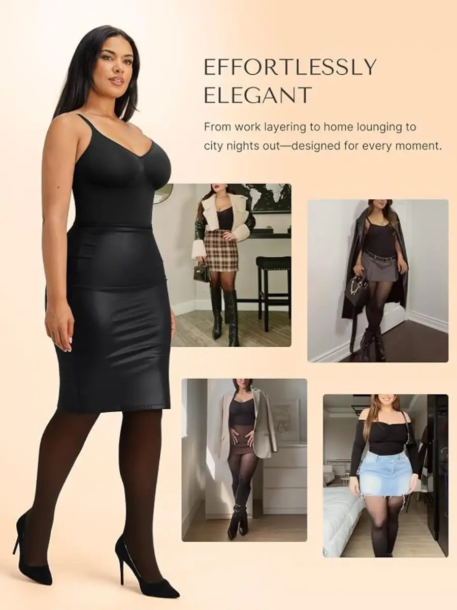 Fleece-Lined Faux-Sheer Full-Body Shapewear for Winter Layering