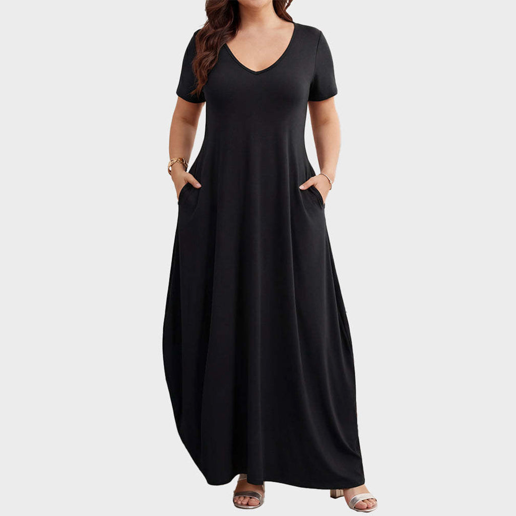 Large Size Deep V Pocket Lounge Dress