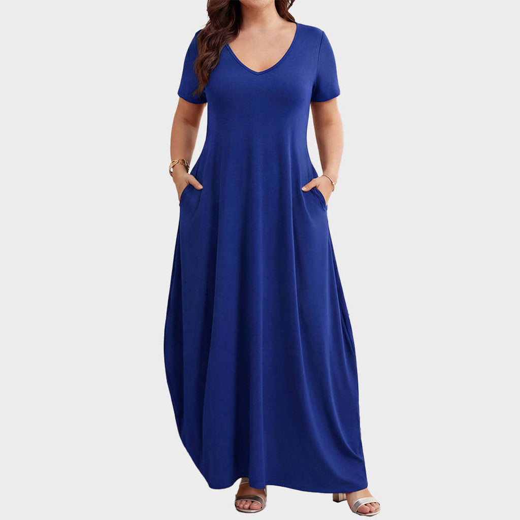 Large Size Deep V Pocket Lounge Dress