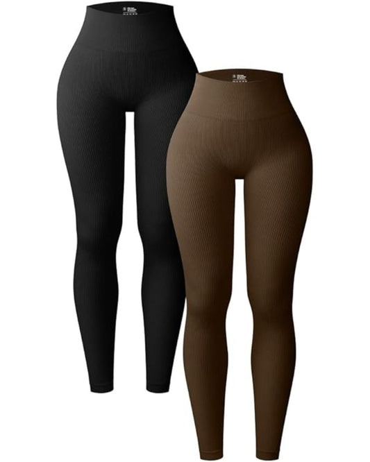 Yoga Leggings Ribbed Seamless High Waist Athletic Pants