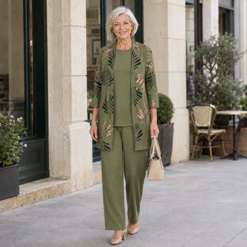 Women's Casual 3-Piece Essentials Set with Botanical Print