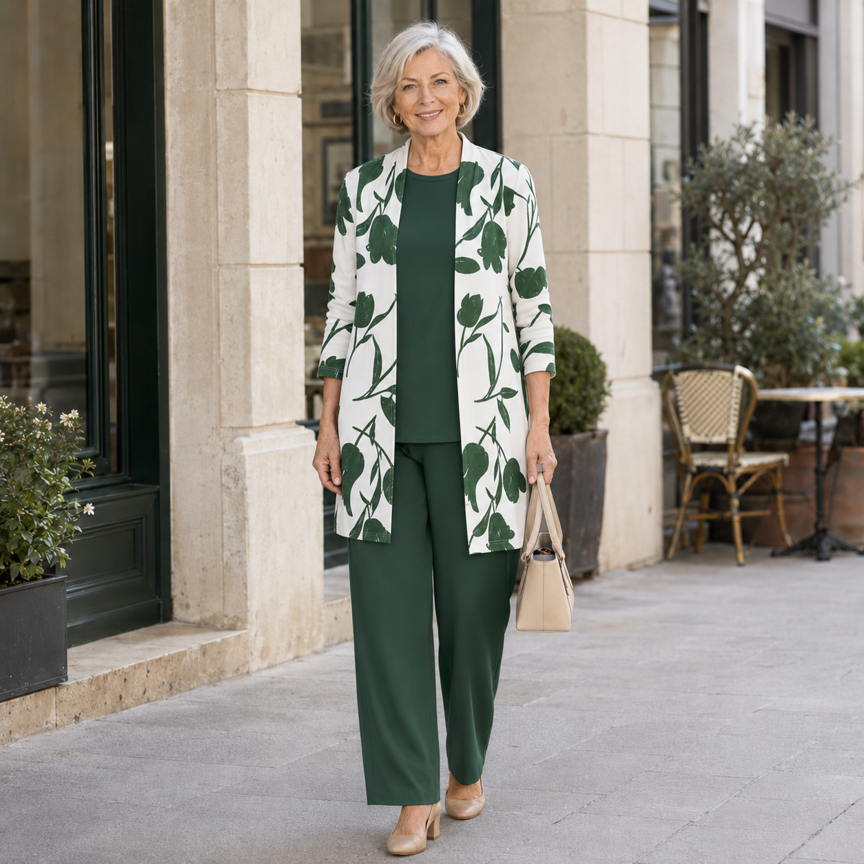 Women's Casual 3-Piece Essentials Set with Botanical Print