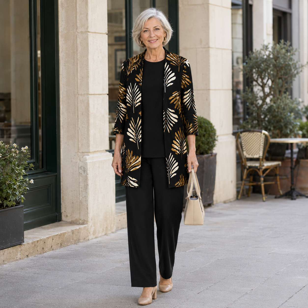 Women's Casual 3-Piece Essentials Set with Botanical Print