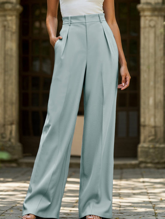 Casual loose high waist drape wide leg pants