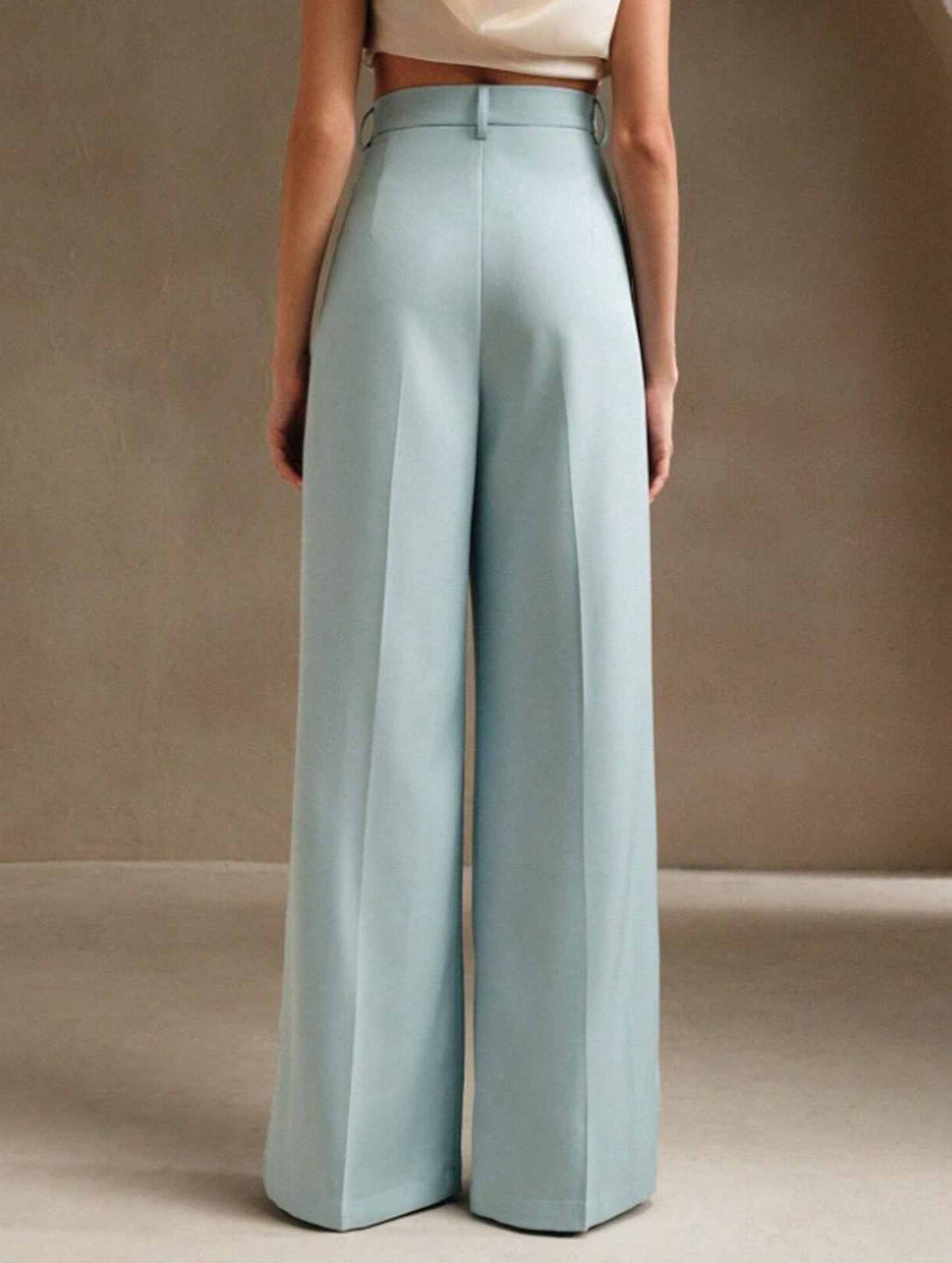 Casual loose high waist drape wide leg pants