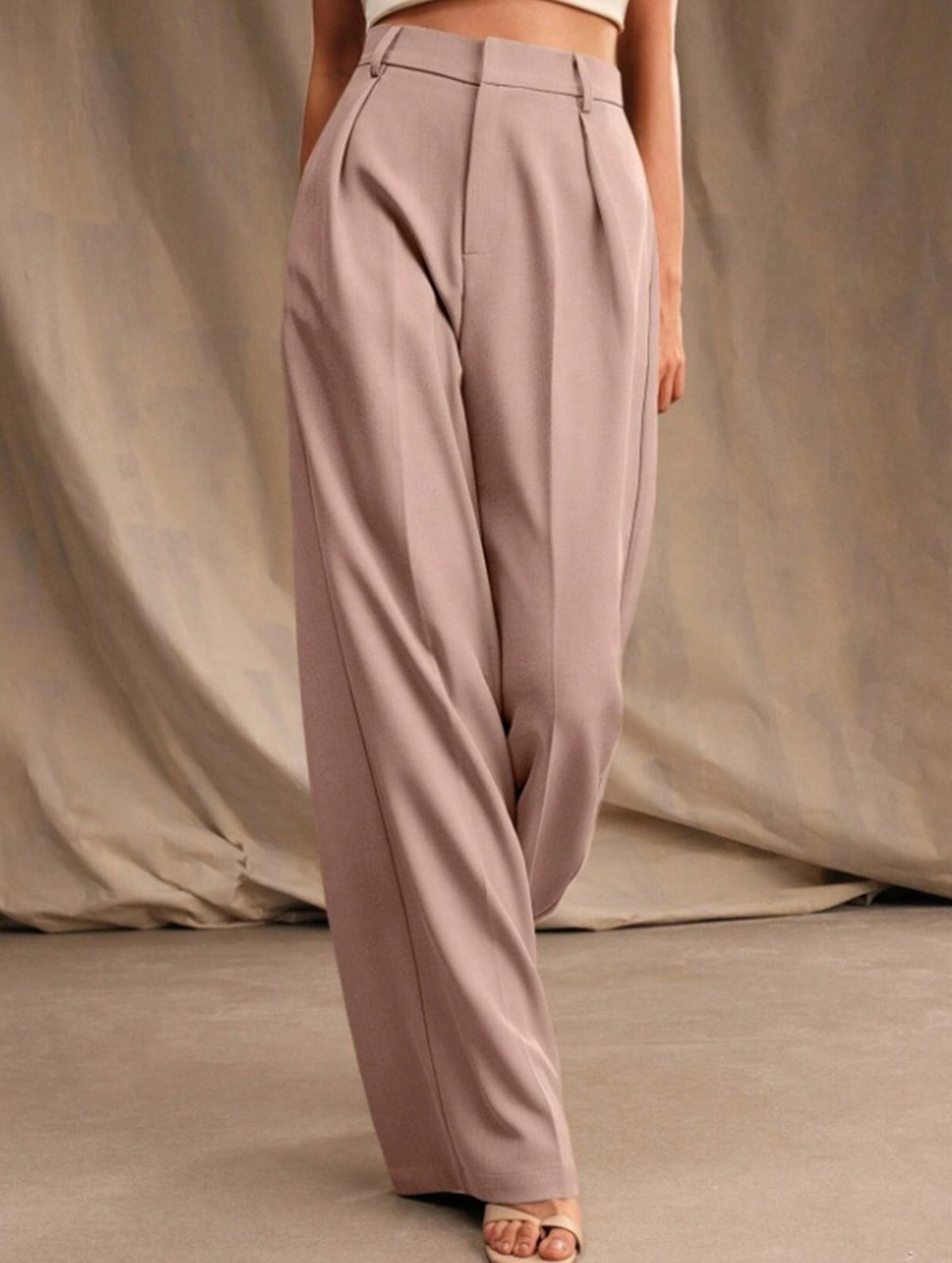 Casual loose high waist drape wide leg pants