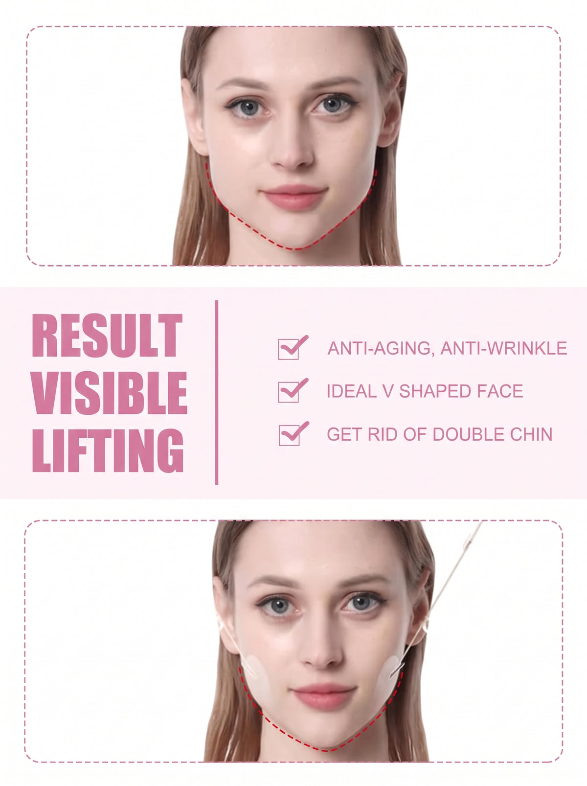 Face Lift Tape and Adjustable Band Set with 80 Patches