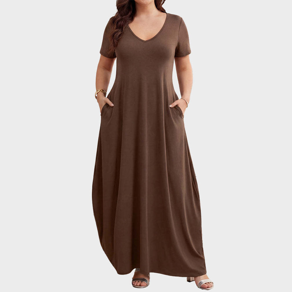 Large Size Deep V Pocket Lounge Dress