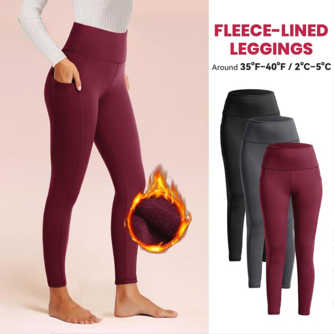 Fleece Lined Leggings for Women with Pockets