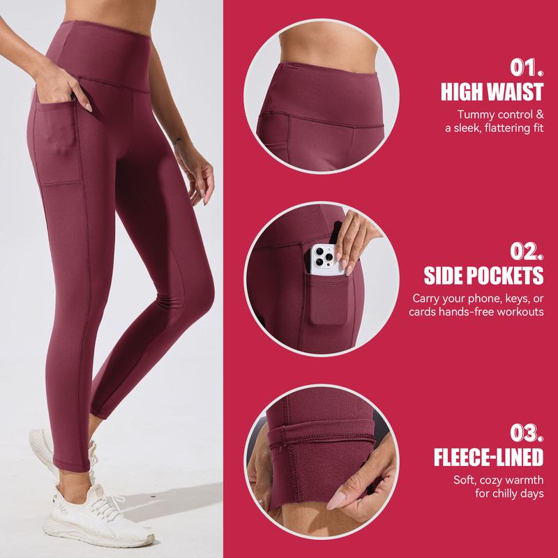 Fleece Lined Leggings for Women with Pockets