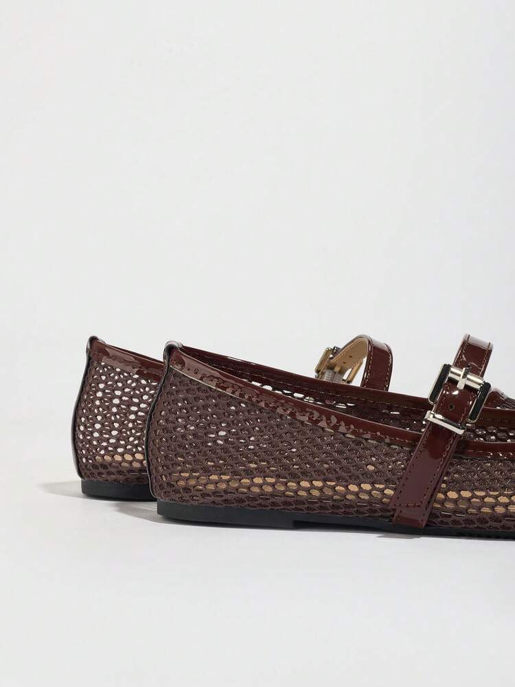 Mesh Mary Jane Flat Shoes