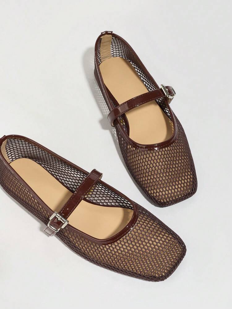 Mesh Mary Jane Flat Shoes