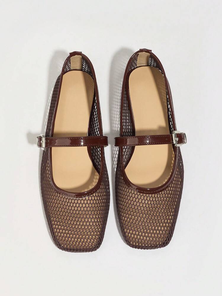 Mesh Mary Jane Flat Shoes