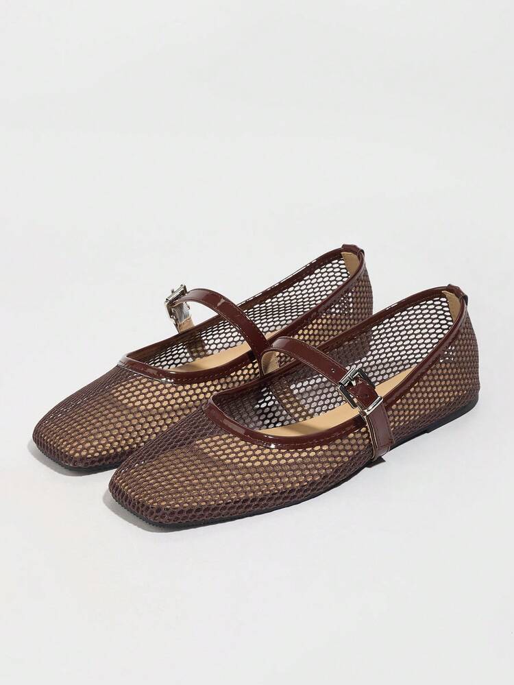 Mesh Mary Jane Flat Shoes
