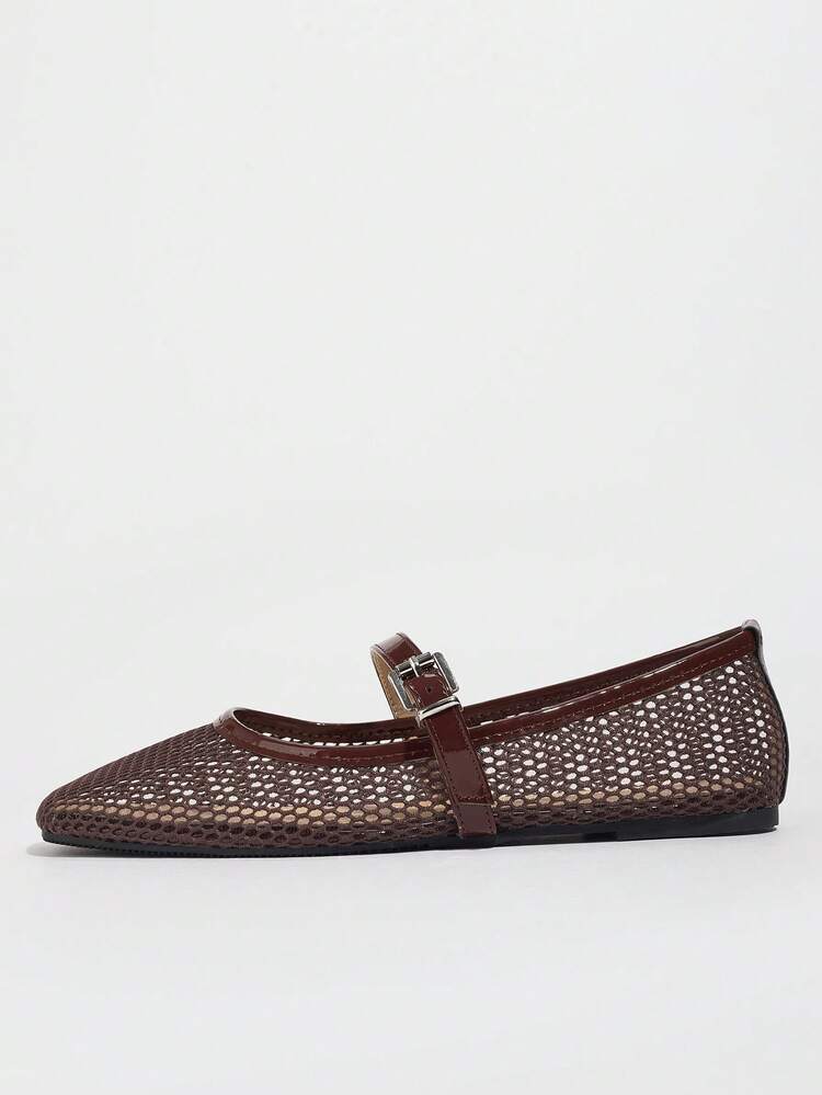 Mesh Mary Jane Flat Shoes