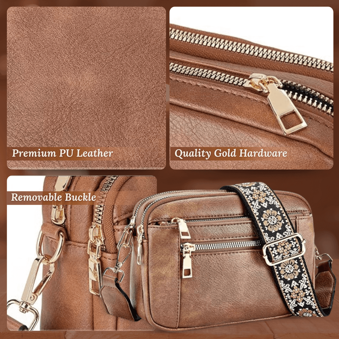 Vintage Vegan Leather Crossbody Bag