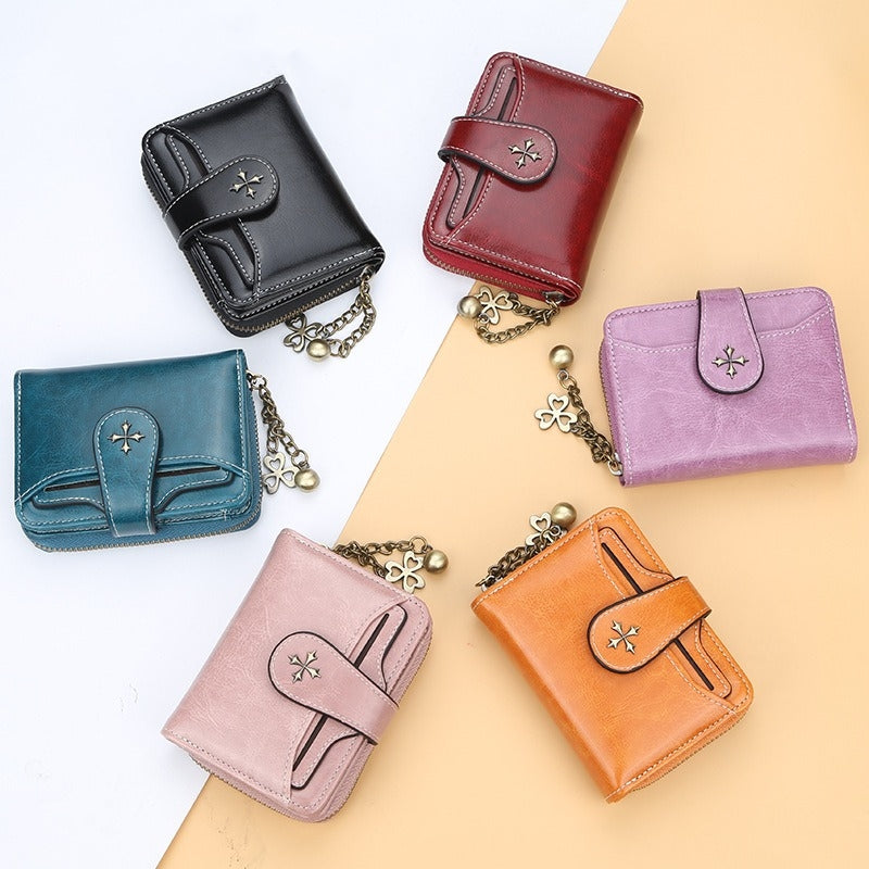 ✠ Women Retro Cross Embellished Chain Small Wallet