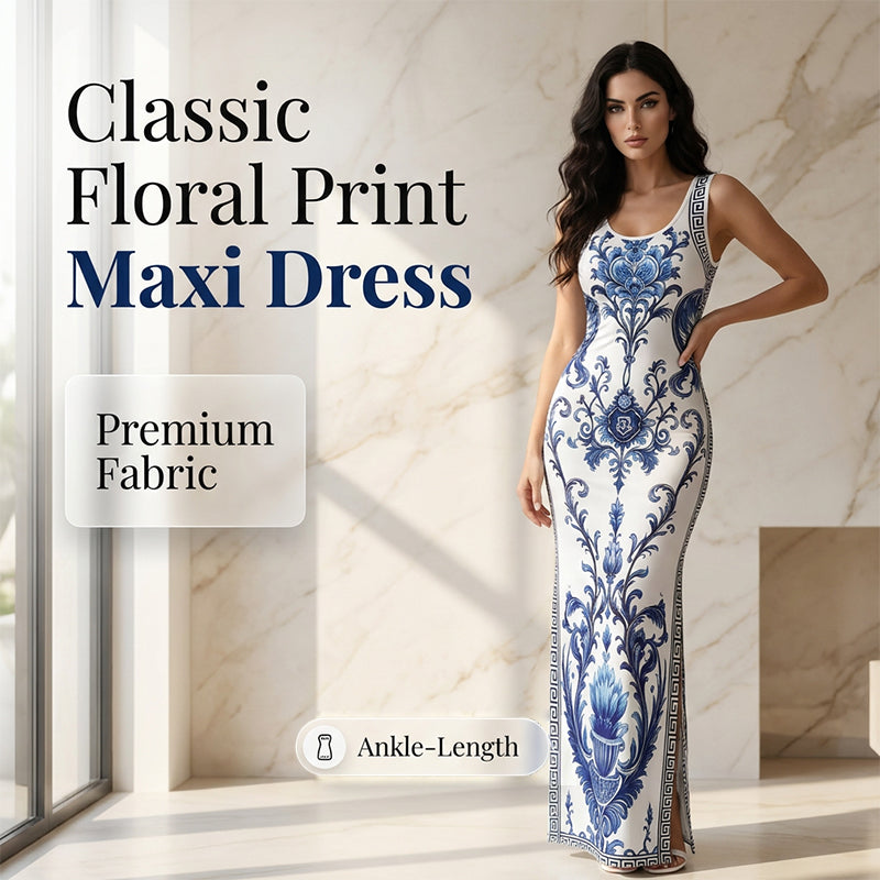 Women's Luxury Retro Waist-Cinched Slit Midi Dress