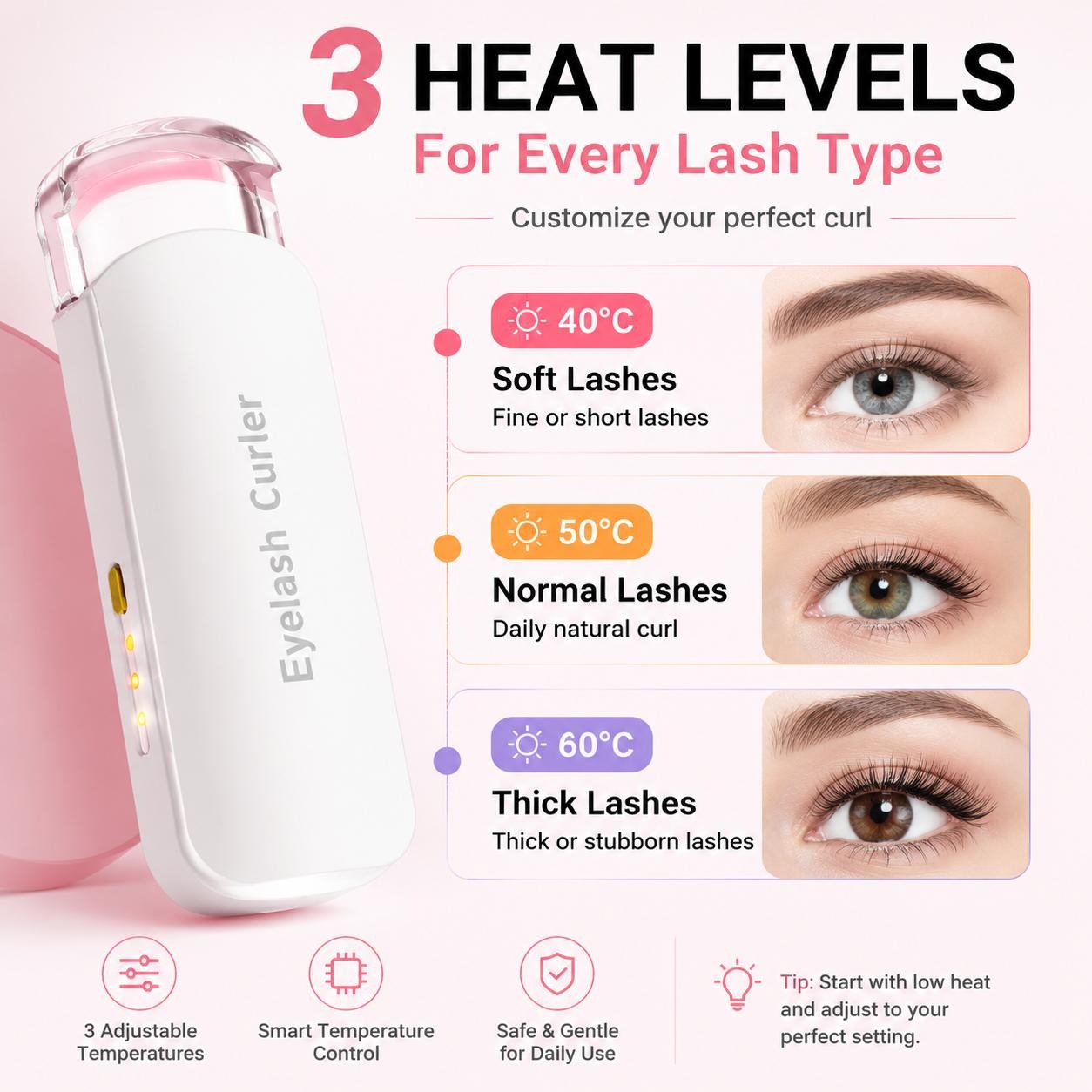 USB Rechargeable Heated Eyelash Curler
