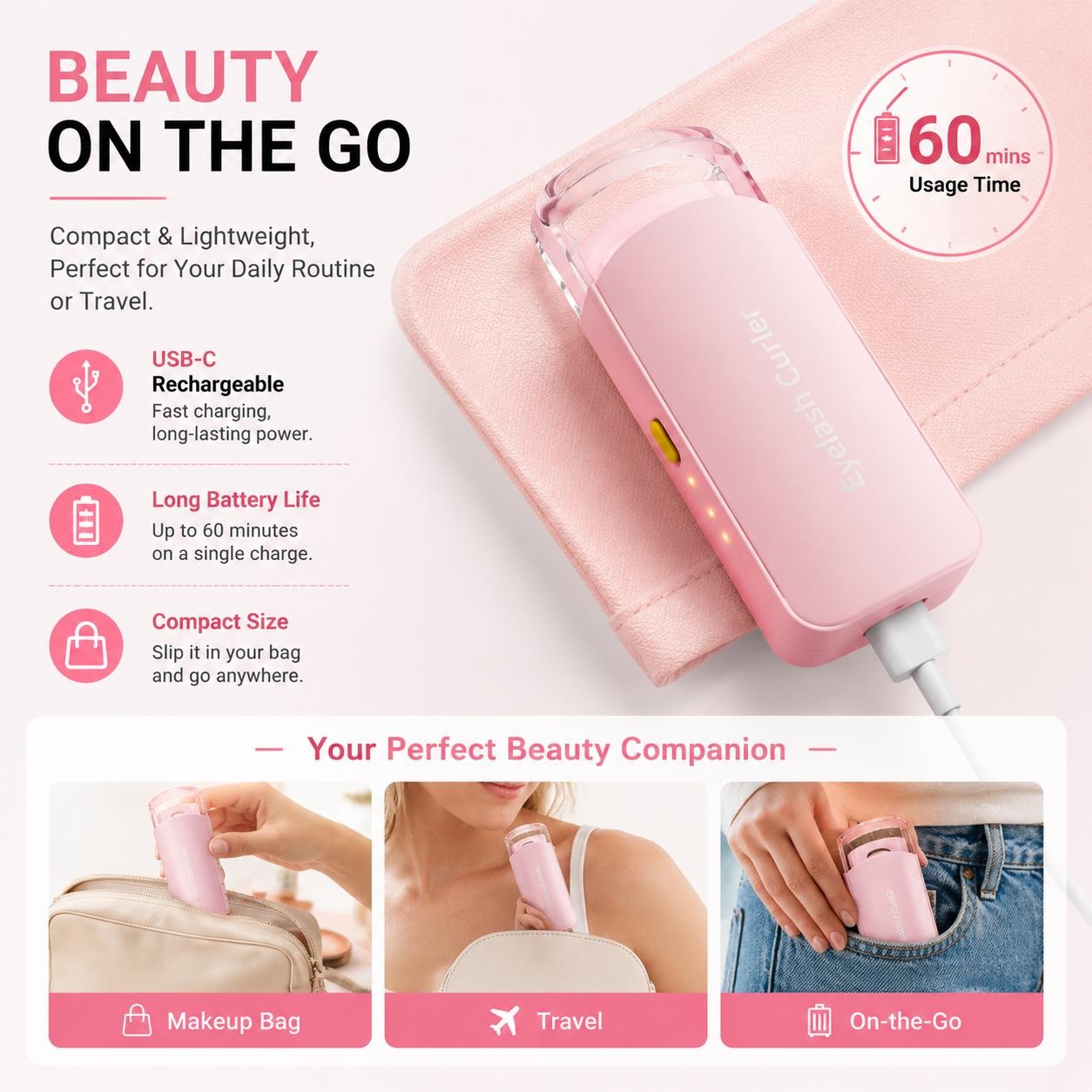USB Rechargeable Heated Eyelash Curler