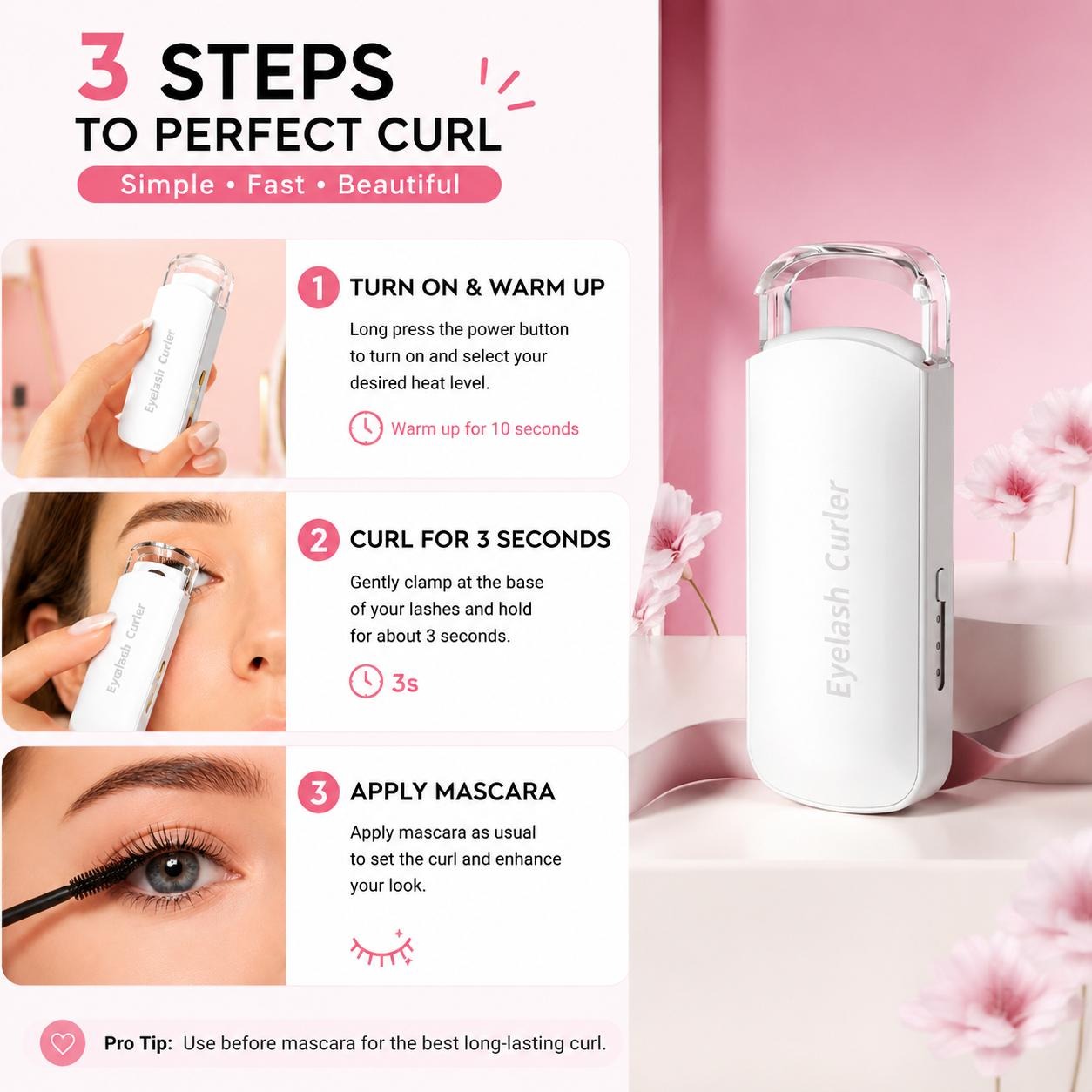 USB Rechargeable Heated Eyelash Curler