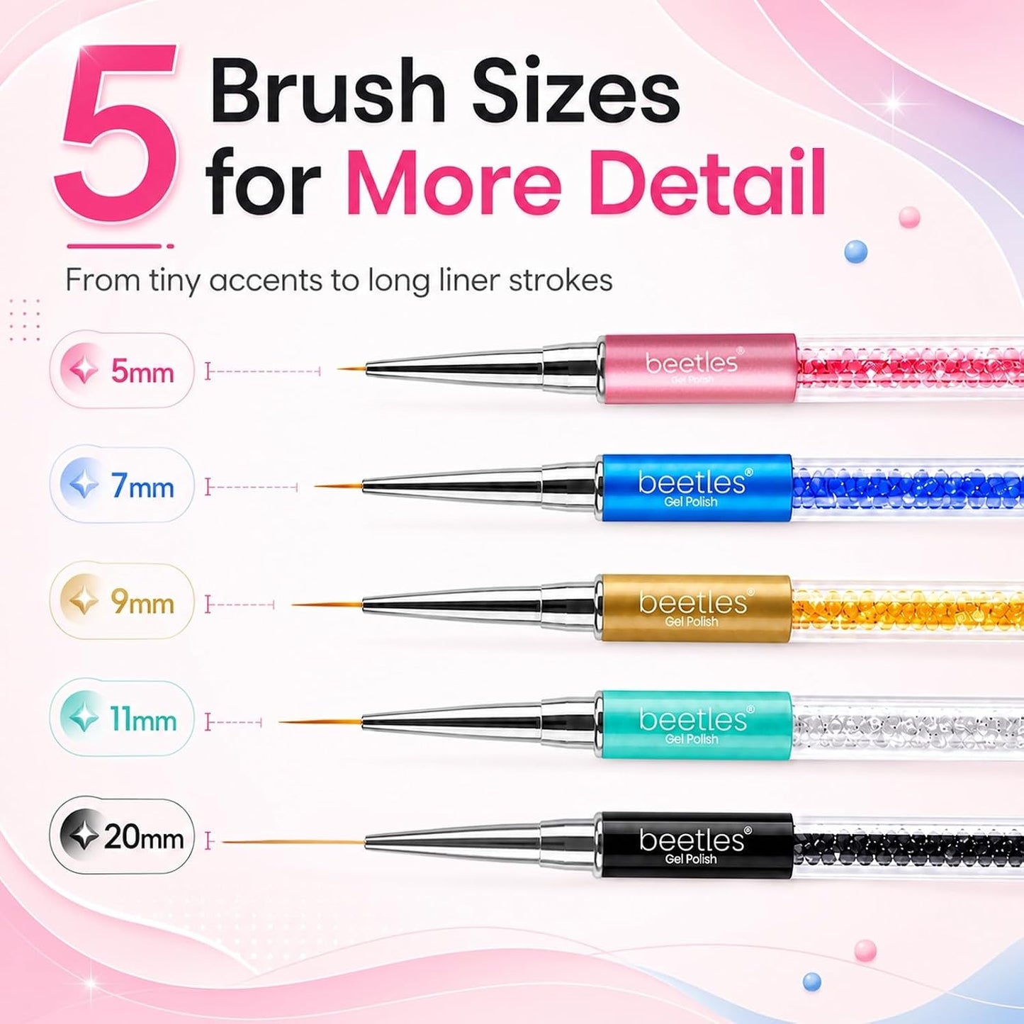 5-Piece Ultra-Fine Nail Art Liner Brush Set