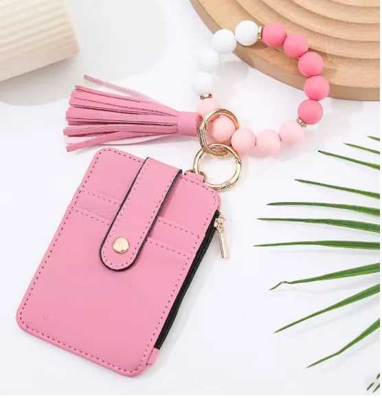 Beaded Wristlet Card Holder Wallet