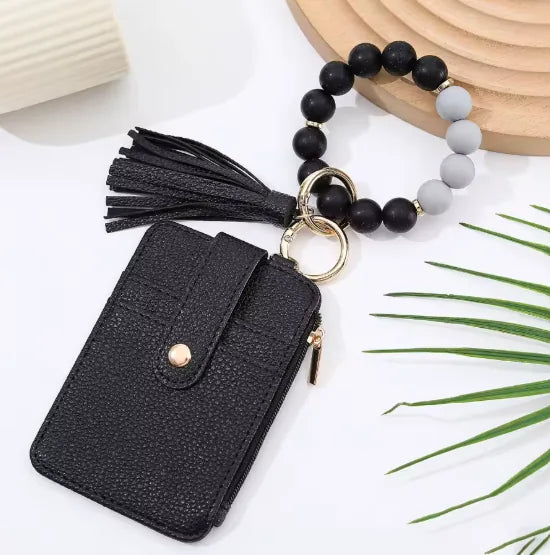 Beaded Wristlet Card Holder Wallet