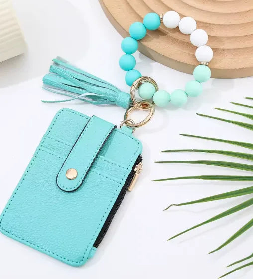 Beaded Wristlet Card Holder Wallet