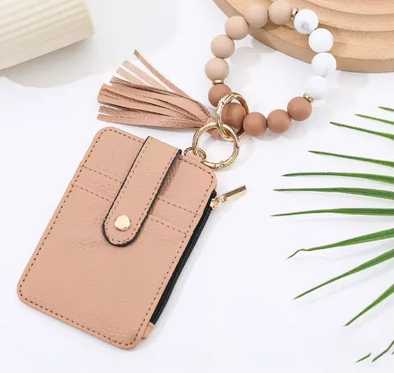 Beaded Wristlet Card Holder Wallet