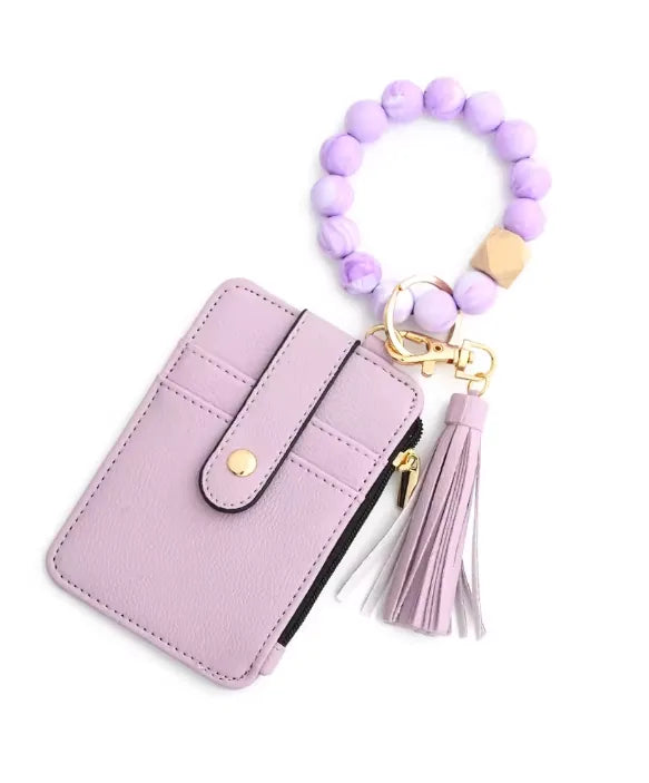 Beaded Wristlet Card Holder Wallet
