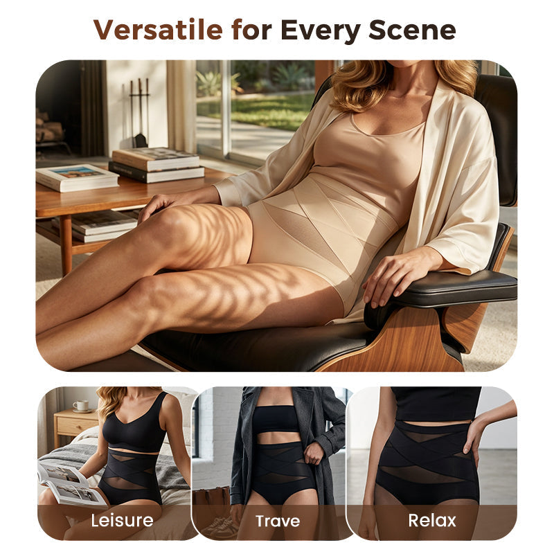 Plus-Size High-Waist Cross Tummy Control Panties
