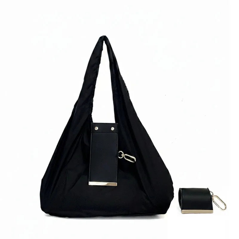 Foldable Keychain Shopping Tote Bag with Metal Clip