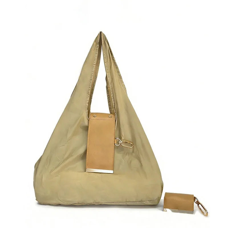 Foldable Keychain Shopping Tote Bag with Metal Clip