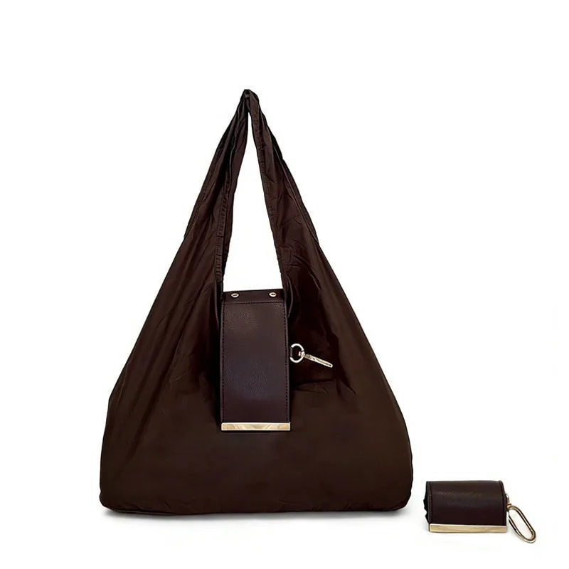 Foldable Keychain Shopping Tote Bag with Metal Clip