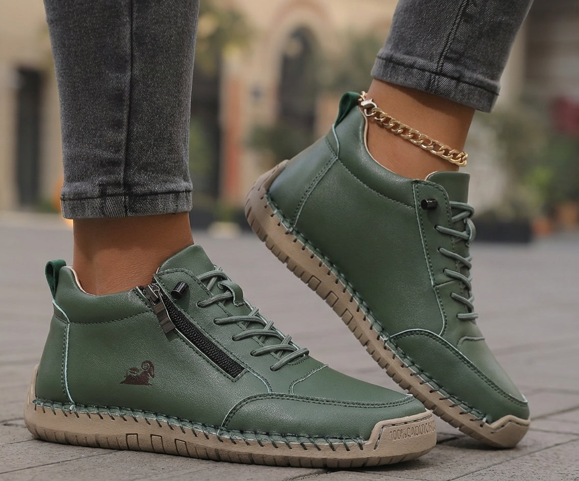 Women’s Lace-Up Sneakers with Side Zip