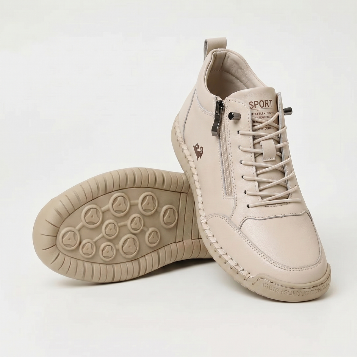 Women’s Lace-Up Sneakers with Side Zip