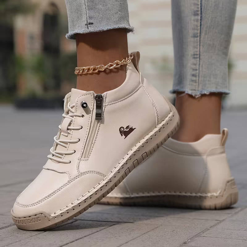 Women’s Lace-Up Sneakers with Side Zip