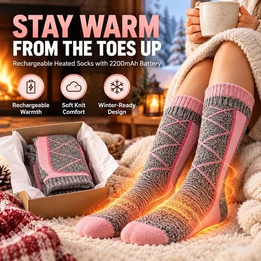 Rechargeable Heated Knee-High Socks with Listed Battery Pack