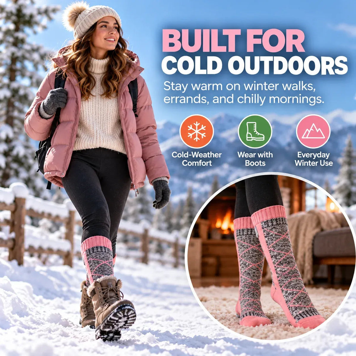Rechargeable Heated Knee-High Socks with Listed Battery Pack