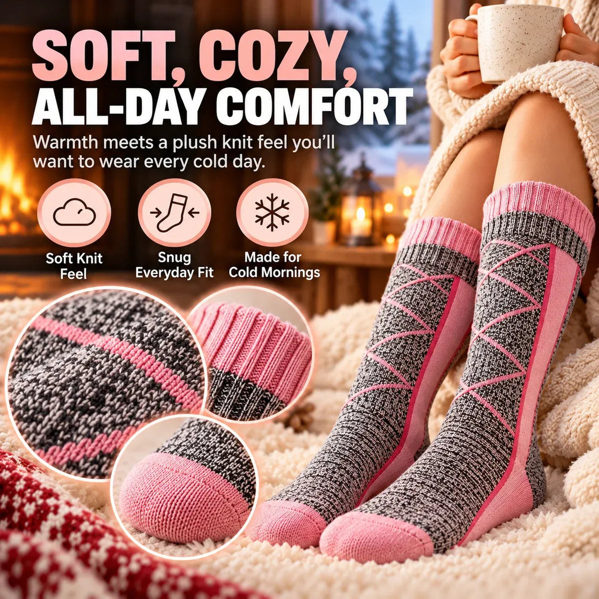 Rechargeable Heated Knee-High Socks with Listed Battery Pack
