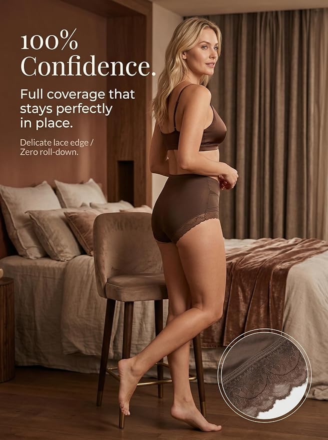 Lace-Trim High-Waist Briefs for Everyday Outfits