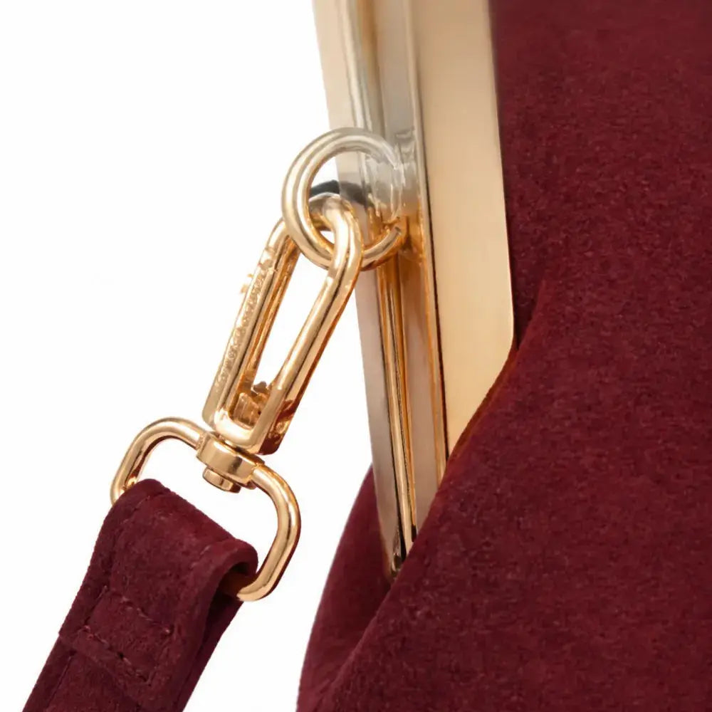 Suede-Look Frame Handbag with Top Handle and Shoulder Strap