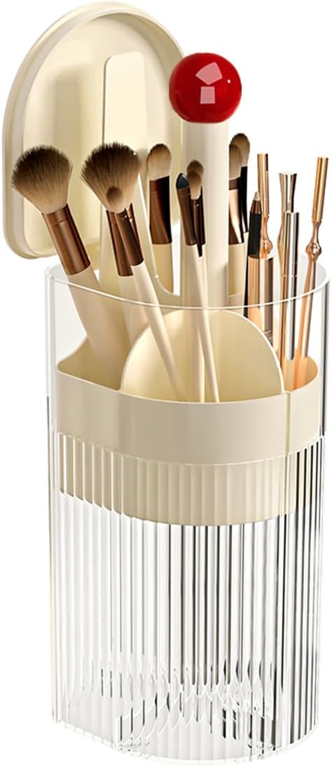 Pop-Up Covered Makeup Brush Holder for a Tidier Vanity