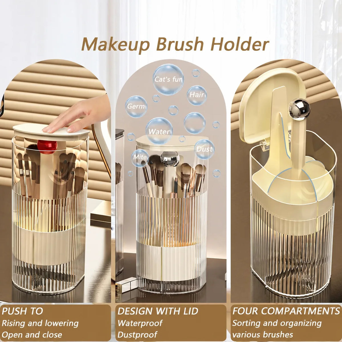 Pop-Up Covered Makeup Brush Holder for a Tidier Vanity
