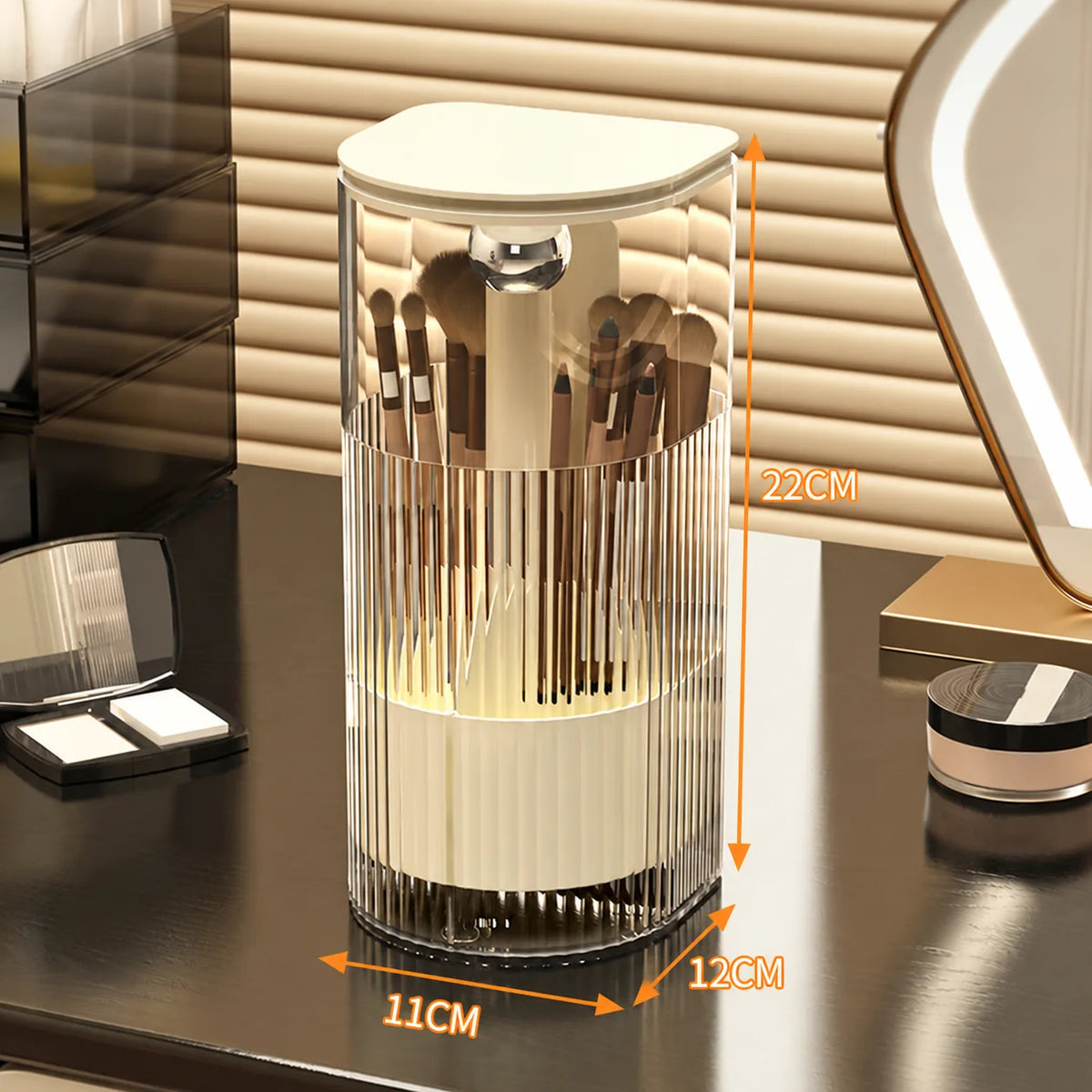 Pop-Up Covered Makeup Brush Holder for a Tidier Vanity