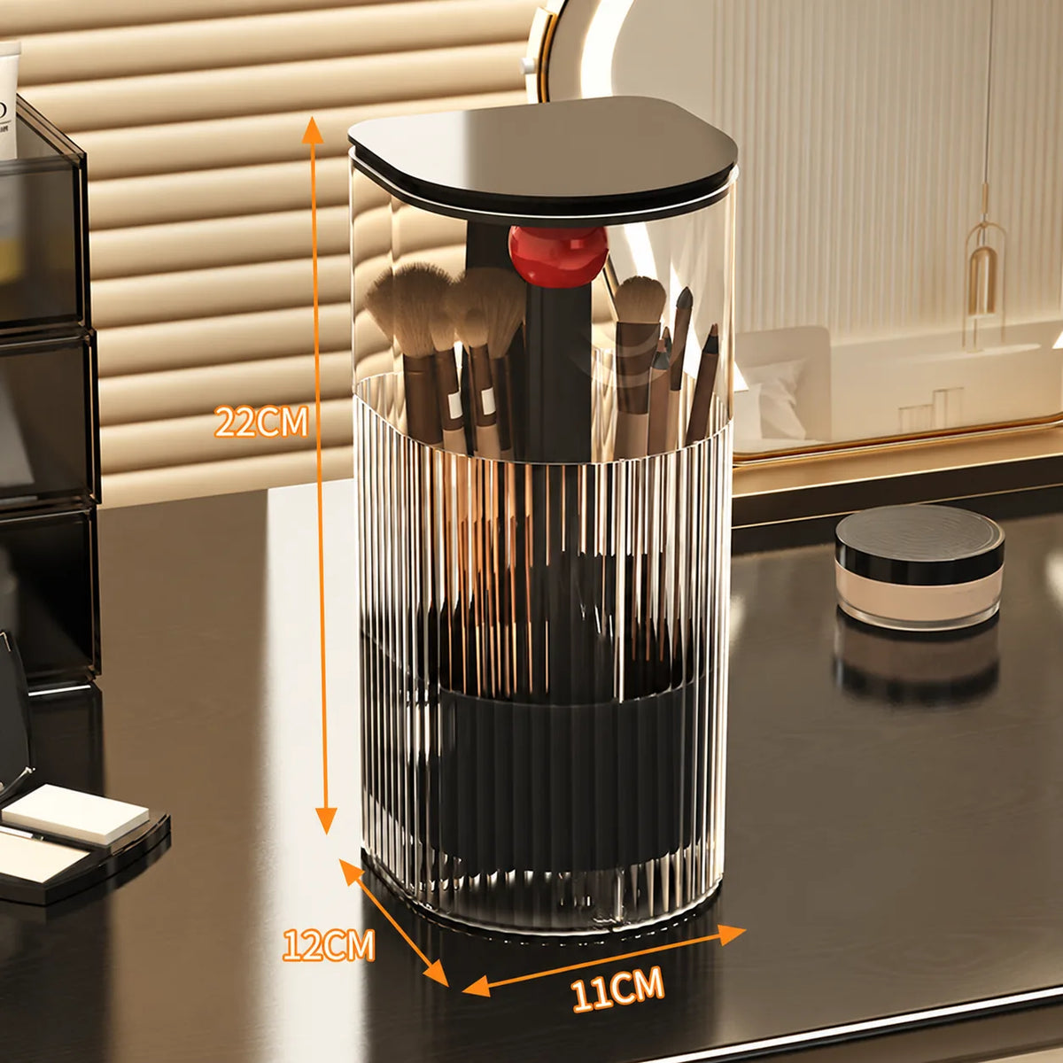 Pop-Up Covered Makeup Brush Holder for a Tidier Vanity